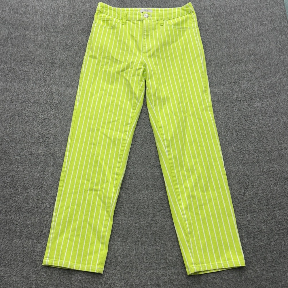 Victor Glemaud Target Pinstripe High-Rise Jeans 8 Lime Straight Leg Denim Pants